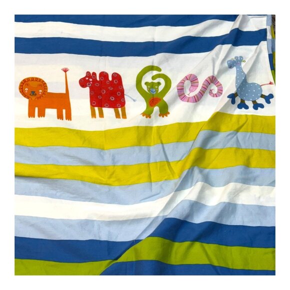 IKEA BARNSLIG RAND Cotton Kids Twin Duvet Cover Colorful Zoo Animals Stripes - Picture 8 of 9